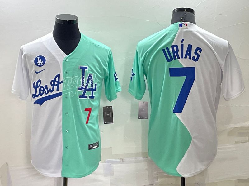Cheap Men Los Angeles Dodgers 7 Urias green white Nike 2022 MLB Jersey